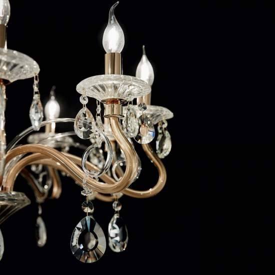 Lampadario Classico Negresco Metallo-Cristallo Oro 8 Luci E14 087764