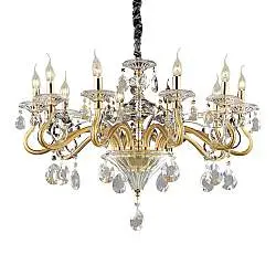 Lampadario Classico Negresco Metallo-Cristallo Oro 10 Luci E14
