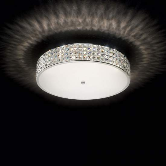 Plafoniera Contemporanea Roma Metallo-Cristallo Cromo 9 Luci 3W 3000K Luce Calda 087863