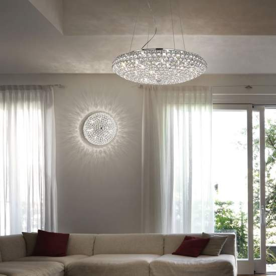 Sospensione Contemporanea King Metallo-Cristallo Cromo 7 Luci G9 3W 3000K 087979