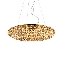 Sospensione Contemporanea King Metallo-Cristallo Oro 12 Luci G9 3W 3000K