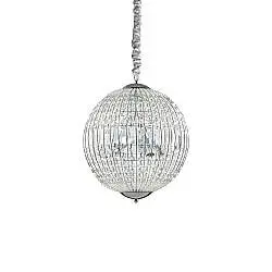 Sospensione Moderna Luxor Metallo-Cristallo Cromo 6 Luci G9 3W 3000K Luce Calda