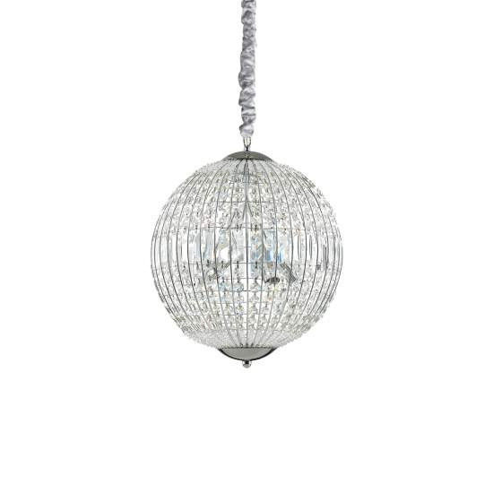 Sospensione Moderna Luxor Metallo-Cristallo Cromo 6 Luci G9 3W 3000K Luce Calda 092911