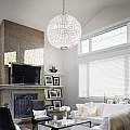 Sospensione Moderna Luxor Metallo-Cristallo Cromo 6 Luci G9 3W 3000K Luce Calda 092911