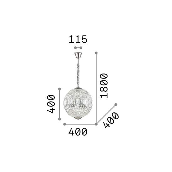 Sospensione Moderna Luxor Metallo-Cristallo Cromo 6 Luci G9 3W 3000K Luce Calda 092911