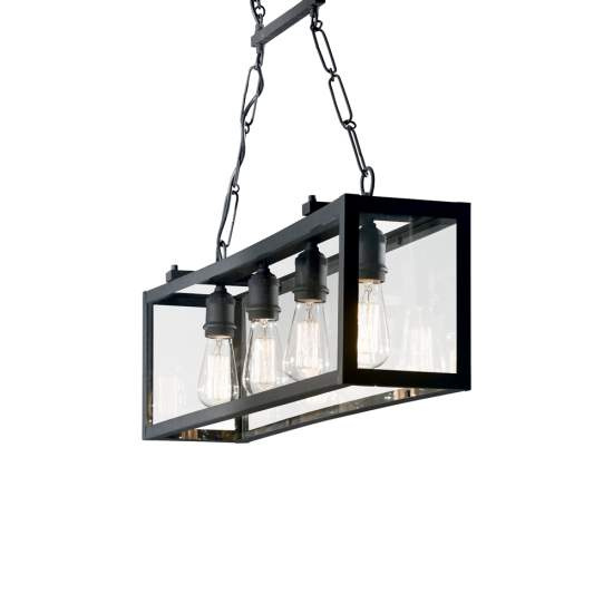 Sospensione Industrial-Minimal Igor Metallo Nero 4 Luci E27 092942