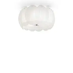 Plafoniera Moderna Ovalino Vetro Bianco 5 Luci E27