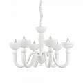 Lampadario Shabby Chic-Provenzale Bon Bon Metallo Bianco 6 Luci 093994