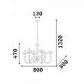 Lampadario Shabby Chic-Provenzale Bon Bon Metallo Bianco 6 Luci 093994