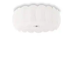 Plafoniera Moderna Ovalino Vetro Bianco 8 Luci E27