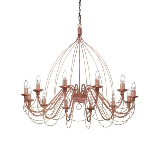 Lampadario Shabby Chic-Provenzale Corte Metallo Corten 12 Luci E14 097671