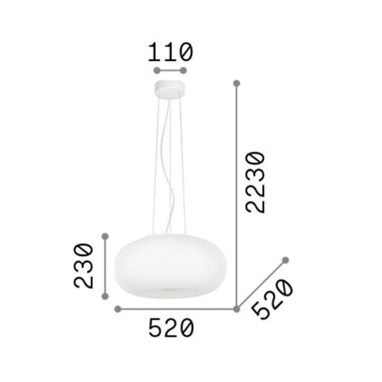 Lampadari E Sospensioni Ulisse Vetro Bianco 3 Luci E27 D52Cm 098616