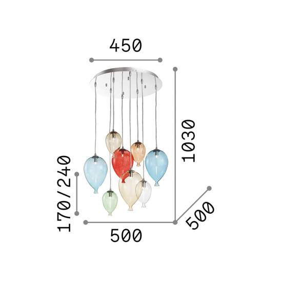 Sospensione Moderna Clown Metallo Multicolor 8 Luci G9 3W 3000K Luce Calda 100944