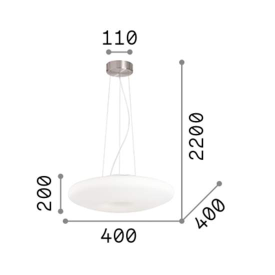 Sospensione Moderna Glory Vetro Bianco 3 Luci E27 D40Cm 101125