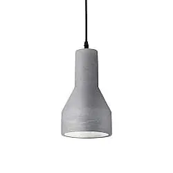 Sospensione Industrial-Minimal Oil-1 Metallo Cemento Grigio 1 Luce E27