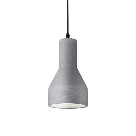 Sospensione Industrial-Minimal Oil-1 Metallo Cemento Grigio 1 Luce E27 110417