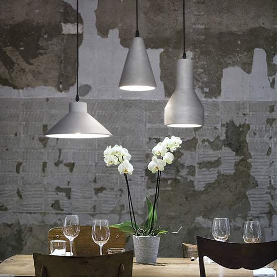 Sospensione Industrial-Minimal Oil-1 Metallo Cemento Grigio 1 Luce E27 110417