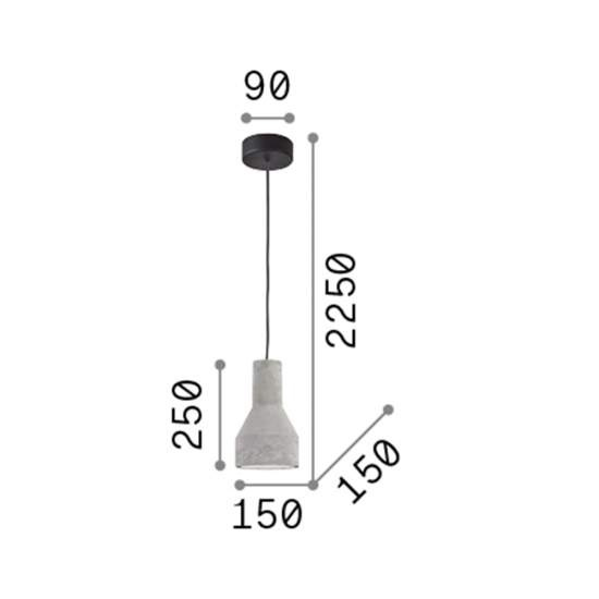 Sospensione Industrial-Minimal Oil-1 Metallo Cemento Grigio 1 Luce E27 110417
