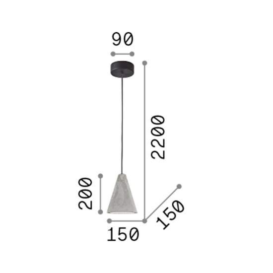 Sospensione Industrial-Minimal Oil-2 Metallo Cemento Grigio 1 Luce E27 110424