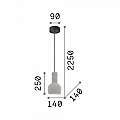 Sospensione Industrial-Minimal Oil-3 Metallo Cemento Grigio 1 Luce E27 110431