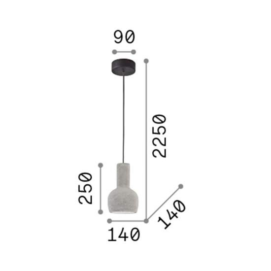 Sospensione Industrial-Minimal Oil-3 Metallo Cemento Grigio 1 Luce E27 110431