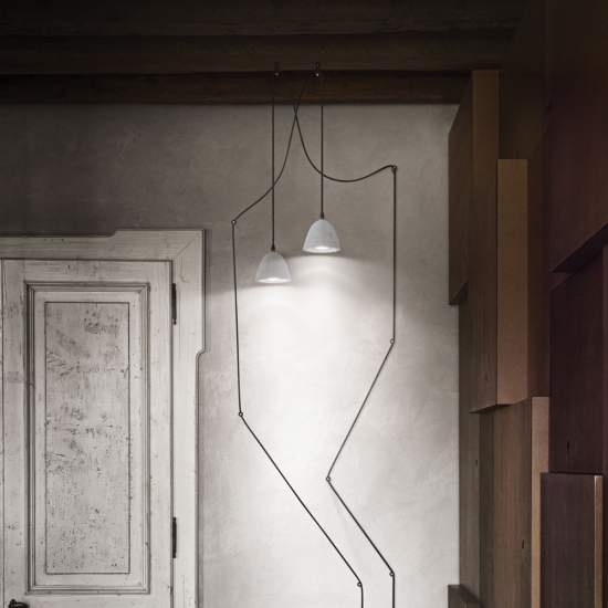 Sospensione Industrial-Minimal Oil-4 Metallo Cemento Grigio 1 Luce Gu10 110462