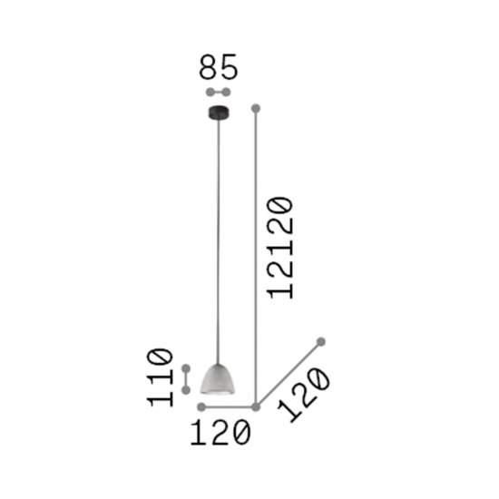 Sospensione Industrial-Minimal Oil-4 Metallo Cemento Grigio 1 Luce Gu10 110462
