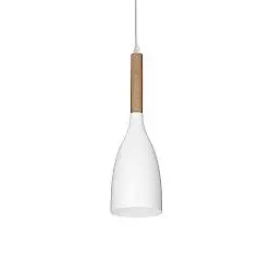 Sospensione Industrial-Minimal Manhattan Legno Bianco 1 Luce E14