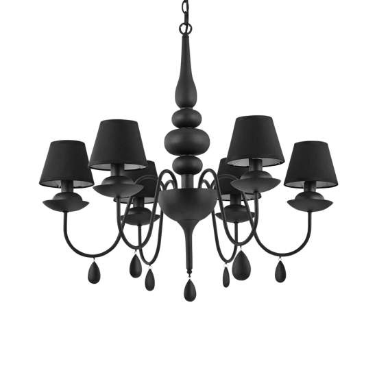 Lampadario Shabby Chic-Provenzale Blanche Metallo Nero 6 Luci E14 111872