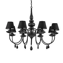 Lampadario Shabby Chic-Provenzale Blanche Metallo Nero 8 Luci E14