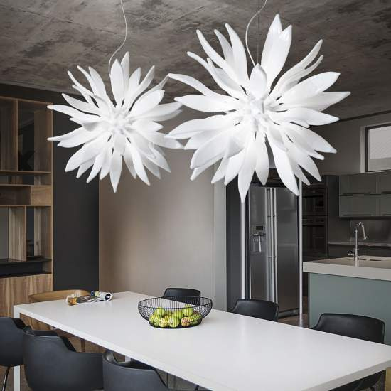 Sospensione Contemporanea Leaves Metallo Bianco 8 Luci G9 3W 3000K Luce Calda 111957