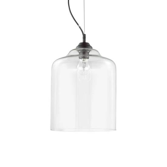Sospensione Vintage-Decò Bistro' Metallo Trasparente 1 Luce E27 D24 112305