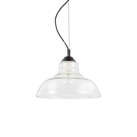 Sospensione Vintage-Decò Bistro' Metallo Trasp. 1 Luce E27 D28 112336