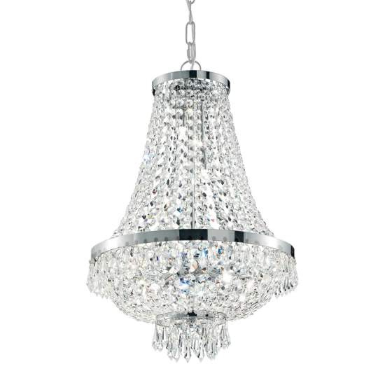 Lampadario Classico Caesar Metallo-Cristallo Cromo 12 Luci G9 3W 3000K 114279