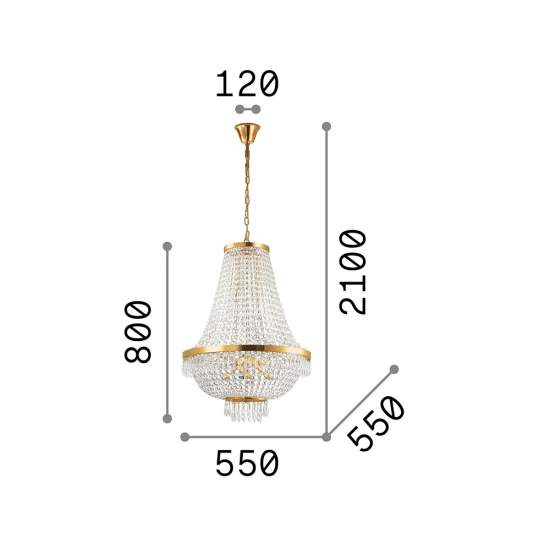 Lampadario Classico Caesar Metallo-Cristallo Cromo 12 Luci G9 3W 3000K 114279