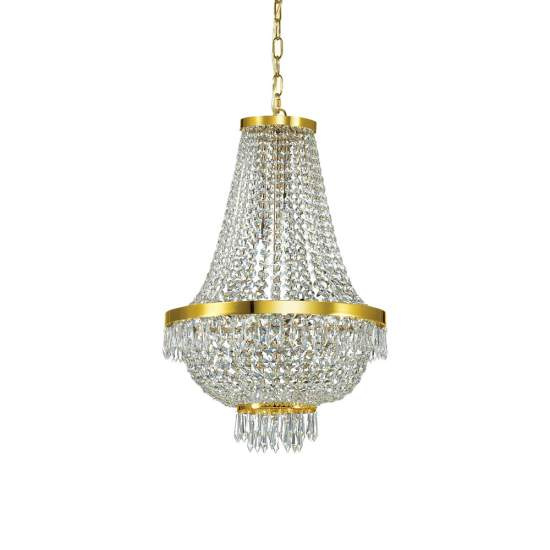 Lampadario Classico Caesar Metallo-Cristallo Oro 9 Luci G9 3W 3000K Luce Calda 114736