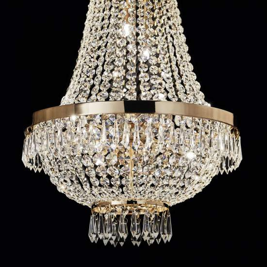Lampadario Classico Caesar Metallo-Cristallo Oro 9 Luci G9 3W 3000K Luce Calda 114736