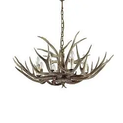 Sospensione Rustica-Country Chalet Metallo Beige 8 Luci E14