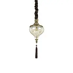 Sospensione Vintage-Decò Harem Metallo Ottone Brunito 1 Luce E27