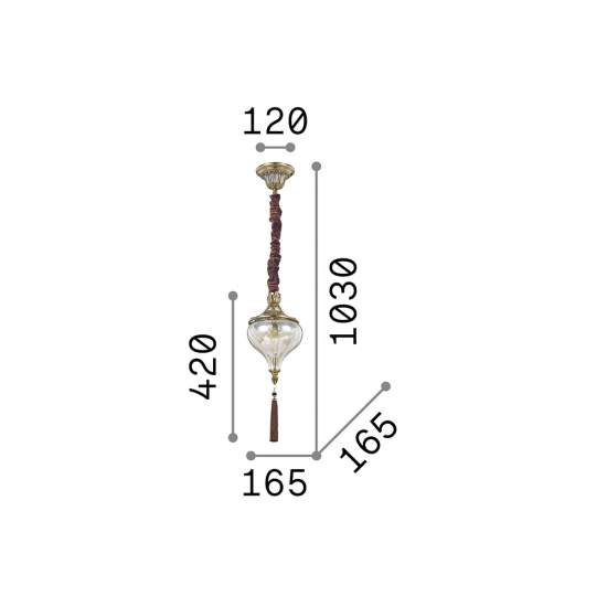Sospensione Vintage-Decò Harem Metallo Ottone Brunito 1 Luce E27 115979