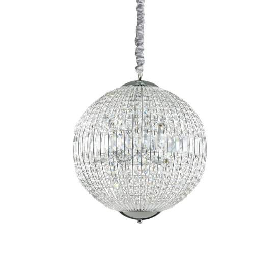 Sospensione Moderna Luxor Metallo-Cristallo Cromo 8 Luci G9 3W 3000K Luce Calda 116228