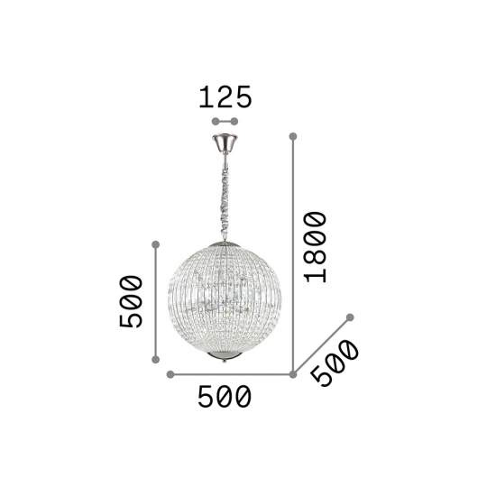 Sospensione Moderna Luxor Metallo-Cristallo Cromo 8 Luci G9 3W 3000K Luce Calda 116228