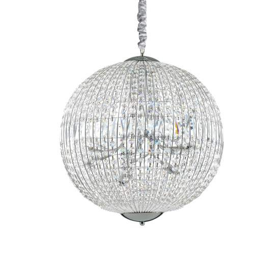 Sospensione Moderna Luxor Metallo-Cristallo Cromo 12 Luci G9 3W 3000K Luce Calda 116235