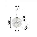 Sospensione Moderna Luxor Metallo-Cristallo Cromo 12 Luci G9 3W 3000K Luce Calda 116235