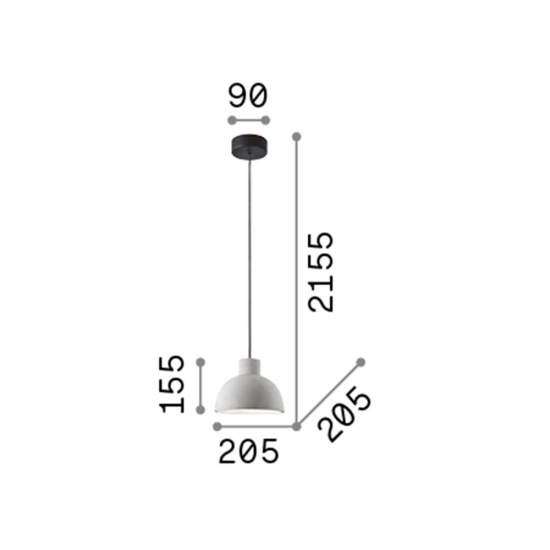 Sospensione Industrial-Minimal Oil-5 Metallo Cemento Grigio 1 Luce E27 129082