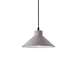 Sospensione Industrial-Minimal Oil-6 Metallo Cemento Grigio 1 Luce E27
