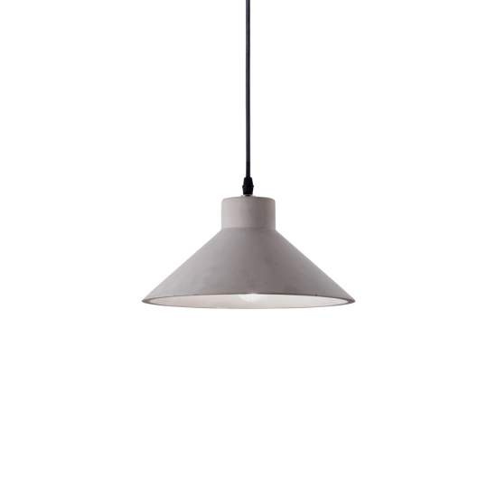 Sospensione Industrial-Minimal Oil-6 Metallo Cemento Grigio 1 Luce E27 129099