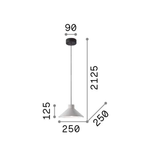 Sospensione Industrial-Minimal Oil-6 Metallo Cemento Grigio 1 Luce E27 129099