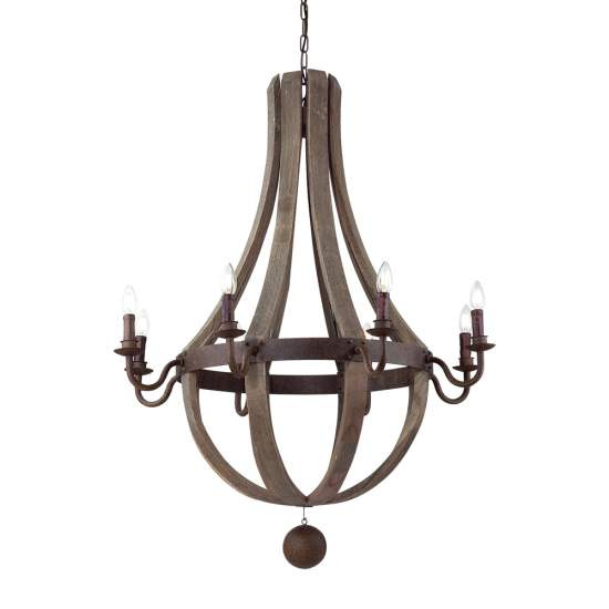Sospensione Rustica-Country Millennium Legno Marrone 8 Luci E14 129709