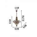 Sospensione Rustica-Country Millennium Legno Marrone 5 Luci E14 129921
